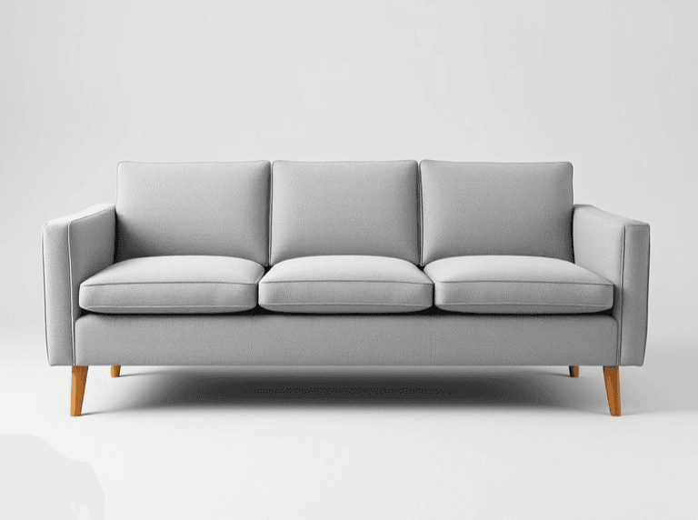 Gray three-seater sofa