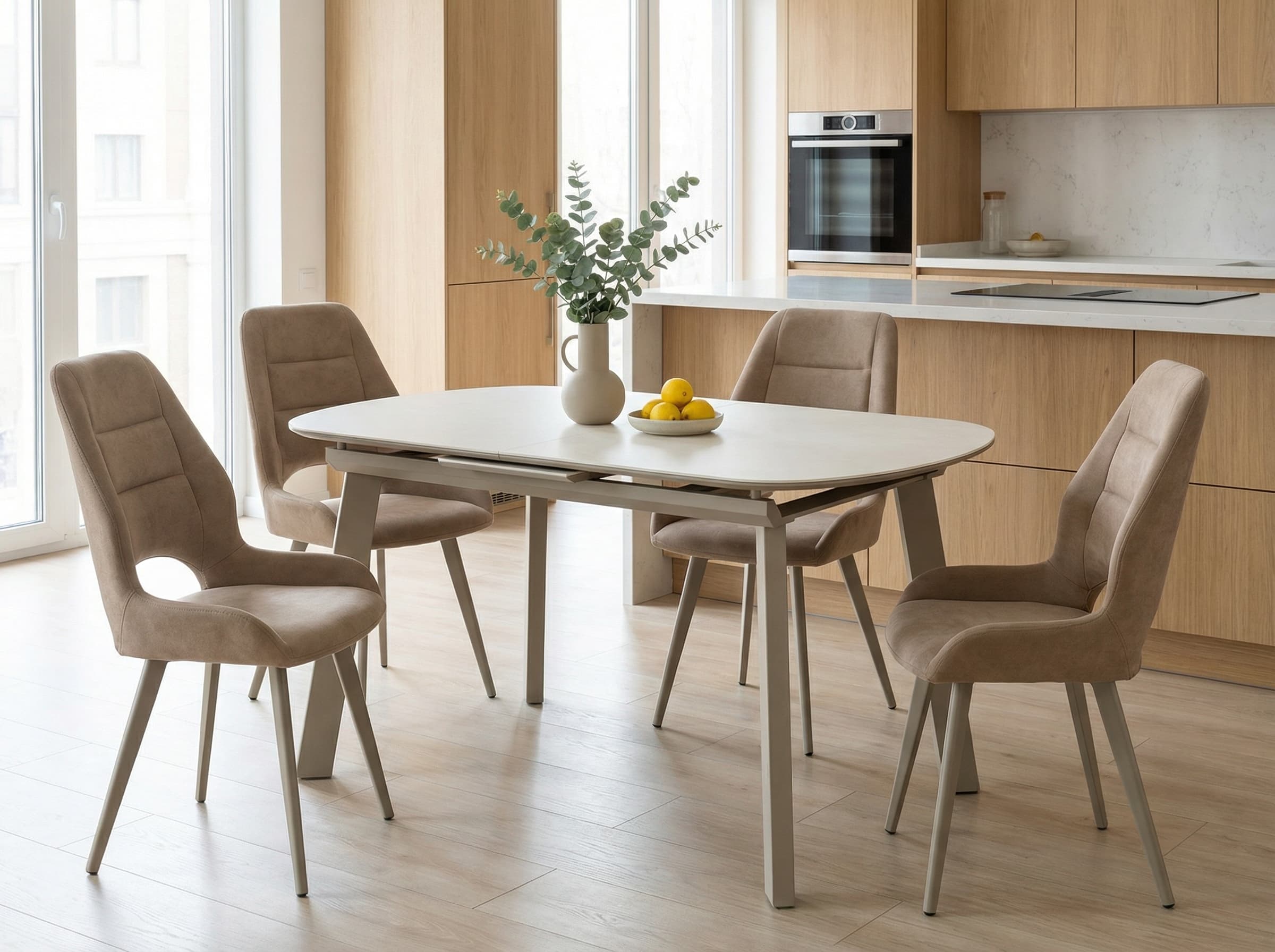 Обеденная зона Стол полуовальный раздвижной Шамони-1С + Полукресло Гавана