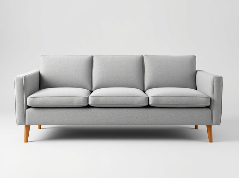 Gray three-seater sofa